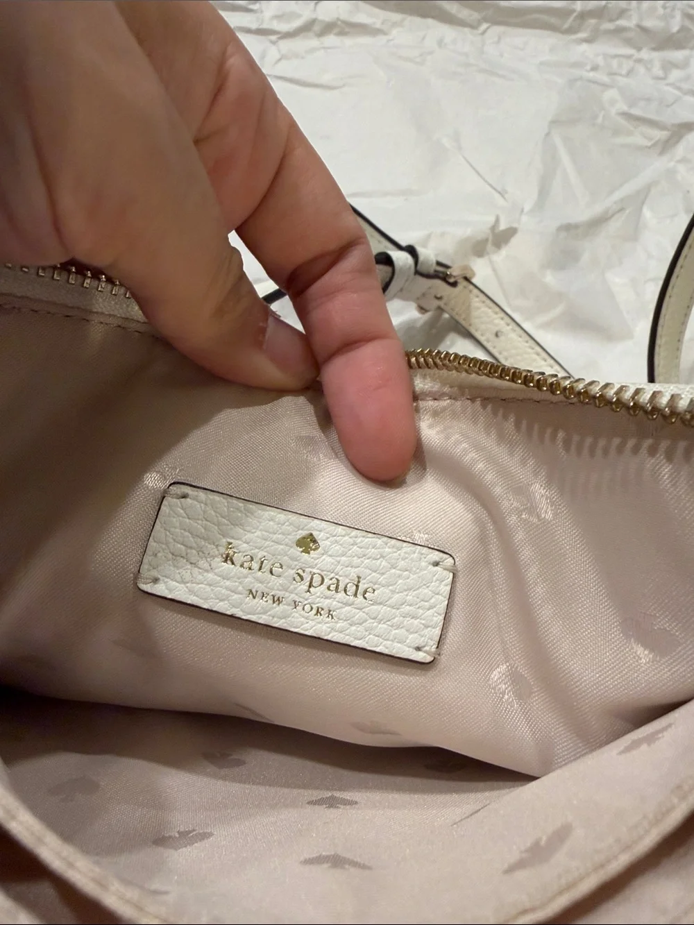 kate spade Cream Canvas Crossbody with Pink & Orange Stripes